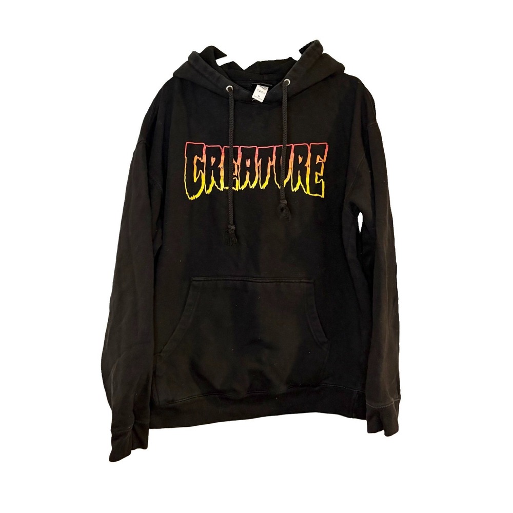 Vintage Y2K Creature Skateboard Hoodie Sweatshirt Black Size M